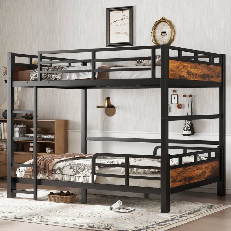 Metal Separable Bunk Beds,Black+Vintage