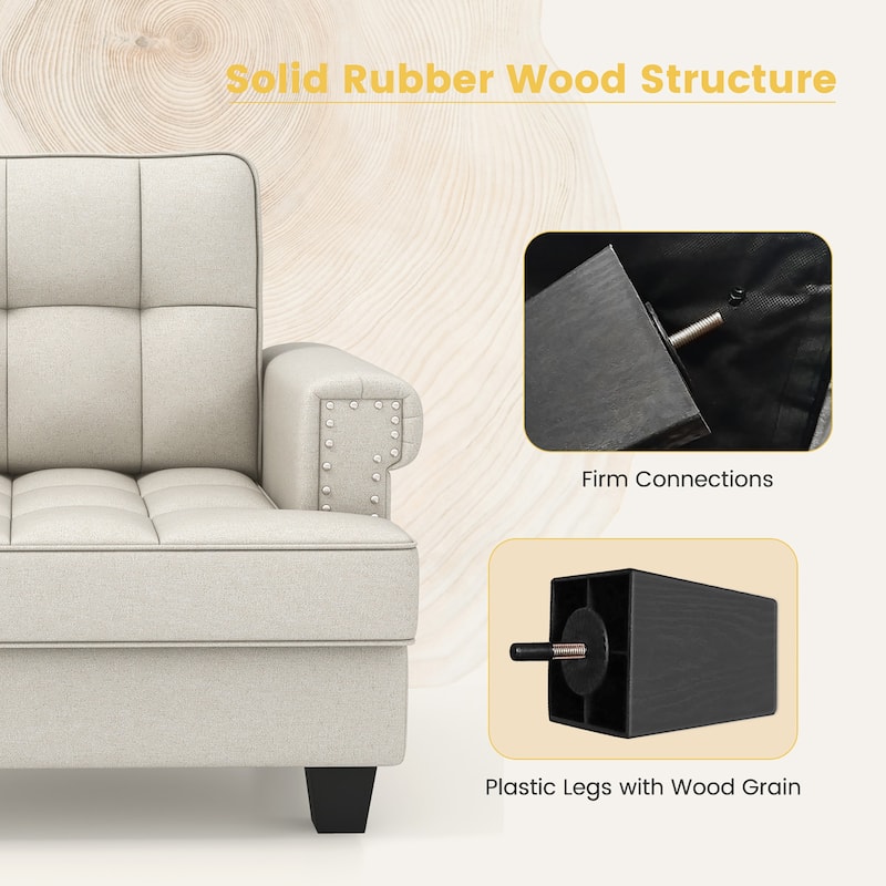 Gymax Mid-century Modern Accent Armchair with Thick Pillow & Cushion