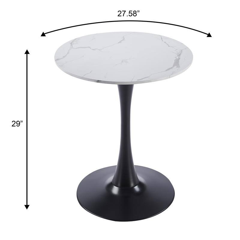 Bristol Modern Solid Wood Top Dining Table with Powder Coated Stainless Steel Pedestal Black Base for Home Kitchen or Restaurant