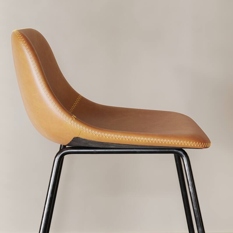 Modern 24.in Counter Height Bar Stool with PU Leather and Metal Frame Barstools for Kitchen Island