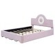 preview thumbnail 29 of 28, Twin Upholstered Platform Bed with LED Headboard, Pink Flannel Finish