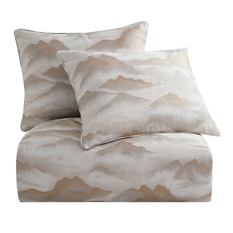 HiEnd Accents Serenity Modern Jacquard Comforter Set, Champagne, 3PC
