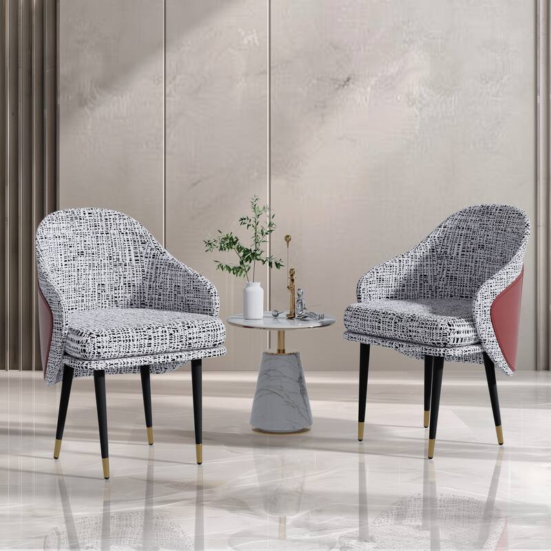 Set of 2 Accent Two Toned Dining Room Chairs Upholstered Seat Dining Chair