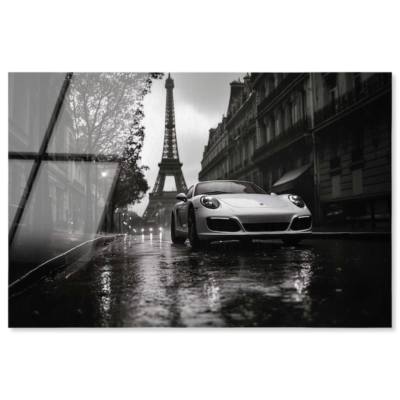Driving in the Rain Paris Acrylic by Art Remedy, Ready to Hang - 15" x 10"