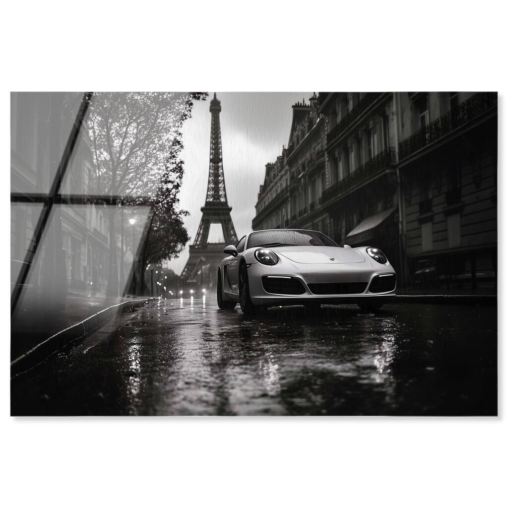 Driving in the Rain Paris Acrylic by Art Remedy, Ready to Hang