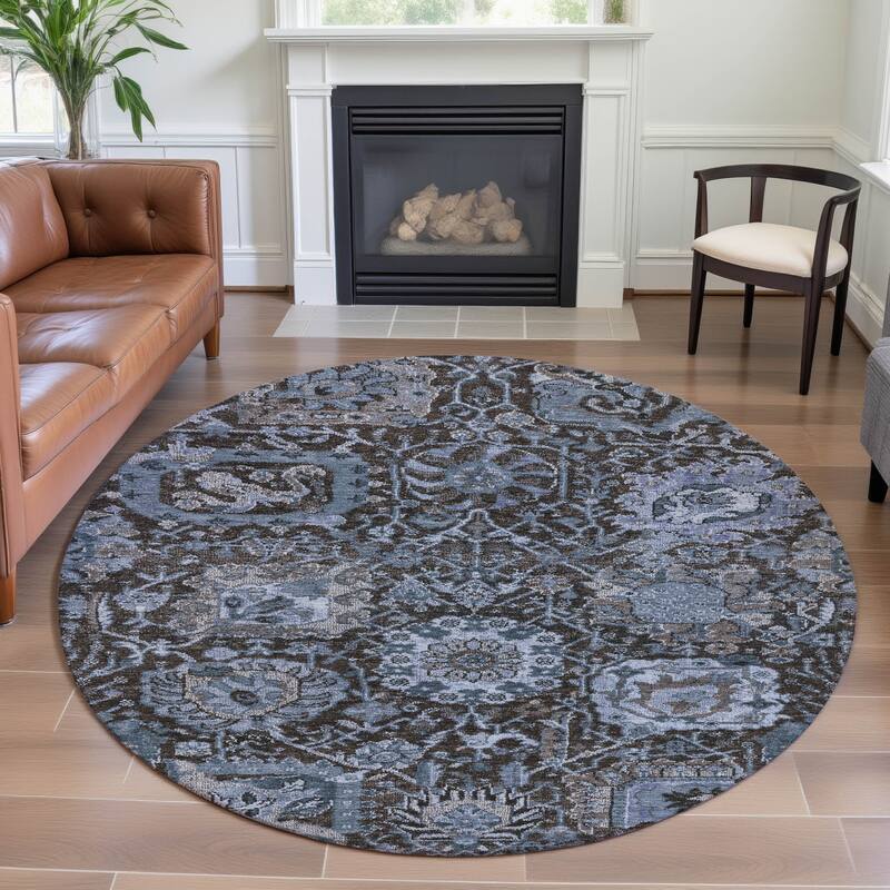 Premium Washable Super Soft Traditional Farmhouse Mayfield Rug - Denim - 8' x 8'