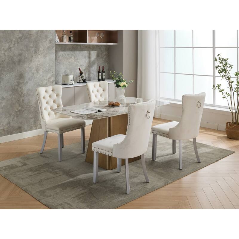 Roomfitters Upholstered Dining Chairs Set of 2 with Nailhead Trim and Wood Legs, Modern Side Chairs for Kitchen
