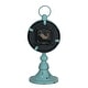 preview thumbnail 4 of 3, 13 Inch Decorative Table Clock, Iron, Vintage Inspired Design, Aqua Blue