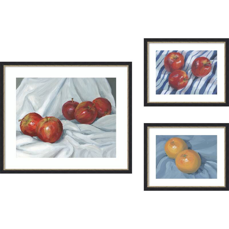 Apples and Oranges on Blue 3 Piece by Carrie Arnold Framed Wall Art Prints