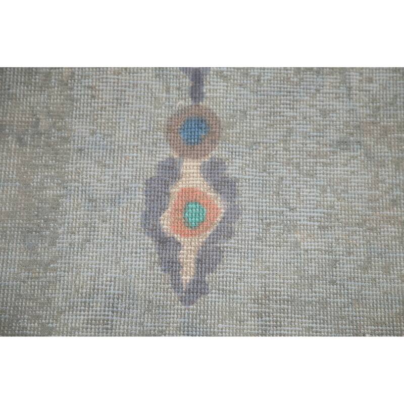 Hand Knotted Oriental 100% Wool Carpet Traditional Medallion Greys & Charcoal Tabriz Area Rug - 9' 6'' X 6' 9''