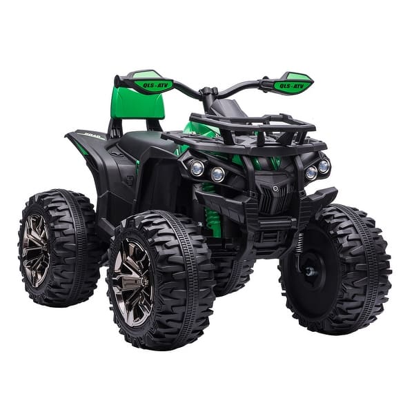 slide 2 of 10, Kids Electric Four-Wheeler ATV with LED Headlights, Acceleration Pedal, USB Media Player, 66 lbs Capacity Green