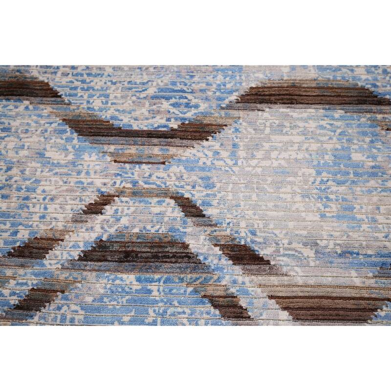 Striped Modern Abstract Accent Rug Hand-Knotted Wool Carpet - 2'9" x 5'0"