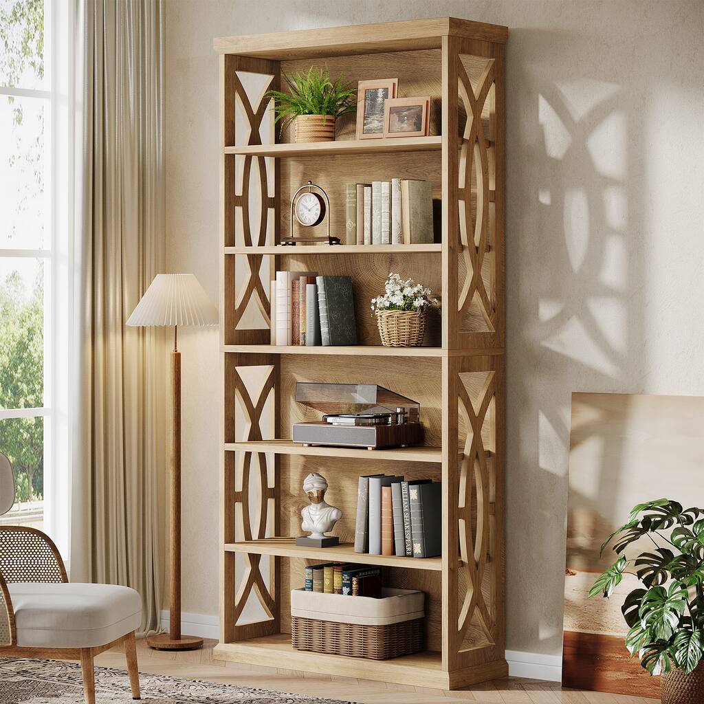 Freestanding Bookshelf, Wood Bookcase, Display Shelves Home Office Living Room Bedroom Storage