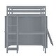 preview thumbnail 14 of 12, Full Size Loft Bed with Wardrobe and Desk and Shelves, Gray