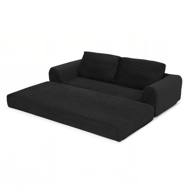 Modern Corduroy Sleeper Couch , Futon Modular Upholstered Boneless Sofa