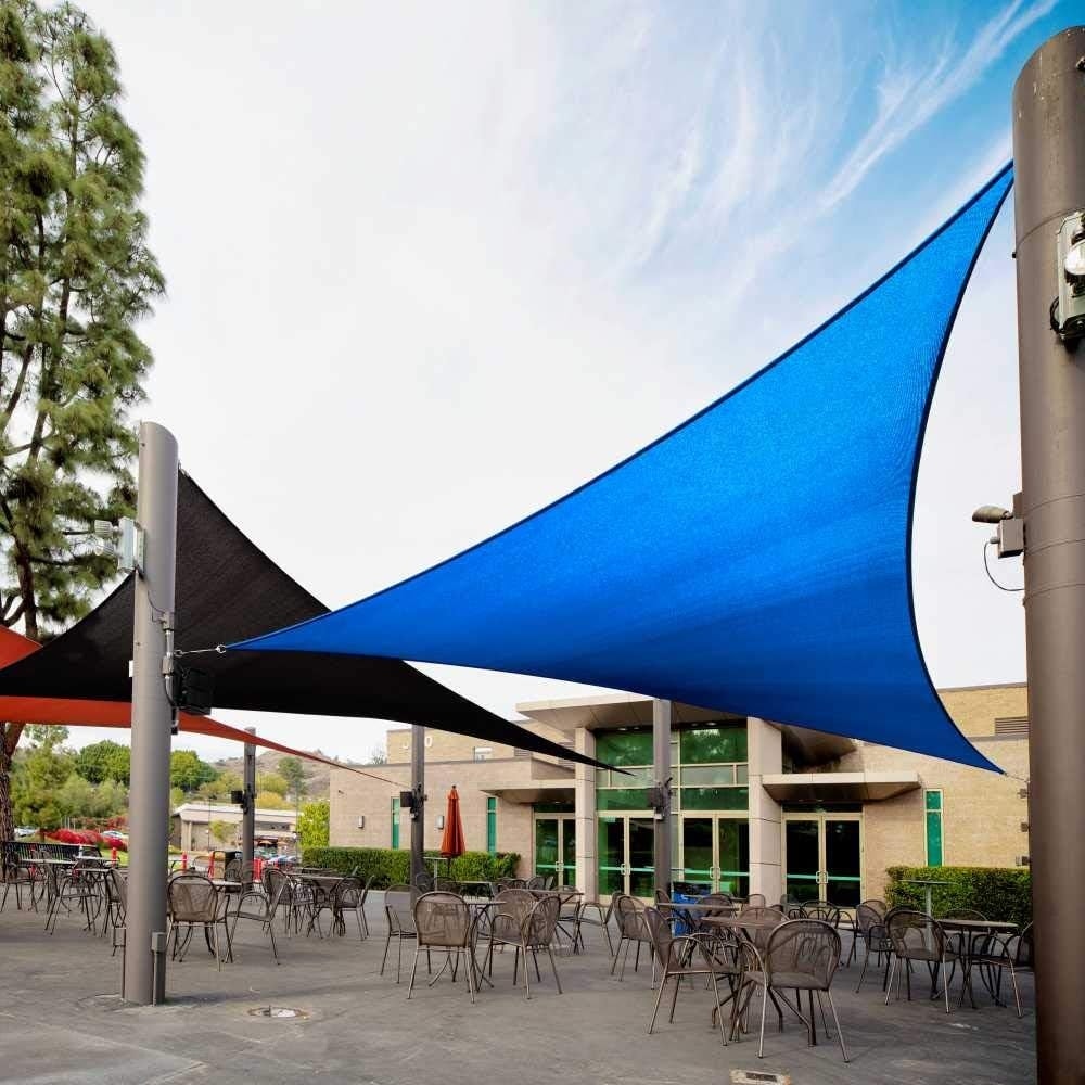 25' Blue Triangle Sun Shade Sail, UPF50+, 95% UV Blockage, 200GSM Heavy Duty, 3-Year Warranty