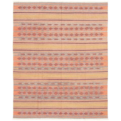 Flat-weave Bohemian Copper Wool Kilim