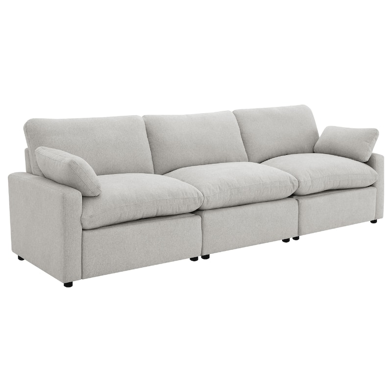 Biny Modular Power Reclining Sofa, 2 Pillows, Light Gray, 124 Inch