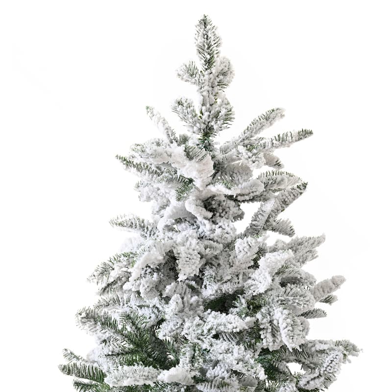 Snow Flocked 8FT PE PVC Mixed Christmas Tree Hinged Xmas Tree