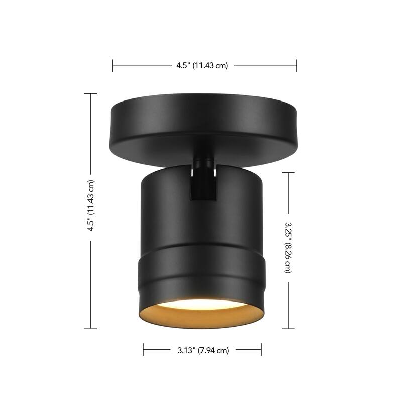 4.5" 1-Light Matte Black Dimmable LED Integrated Track Lighting Spotlight with Pivoting Head