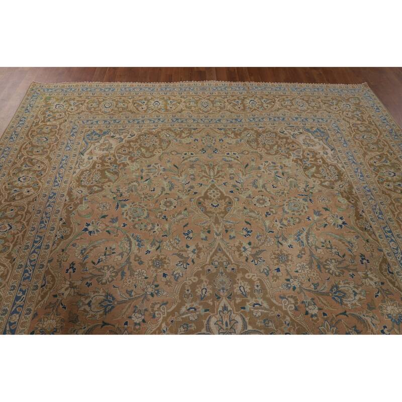 Traditional Mashad Persian Vintage Area Rug Handmade Wool Carpet - 8'1" x 11'5"