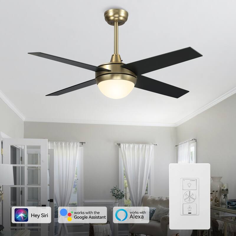 CARRO Norfolk 48" Indoor Smart Ceiling Fan with LED Light and Wall Control - Gold