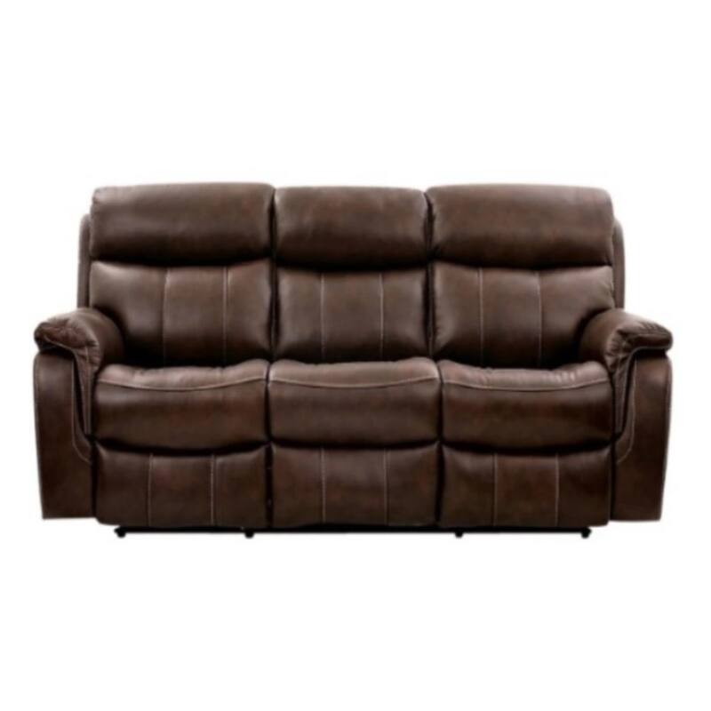 Runy Power Recliner Sofa, Pillowy Brown Top Grain Leather, 86 Inch