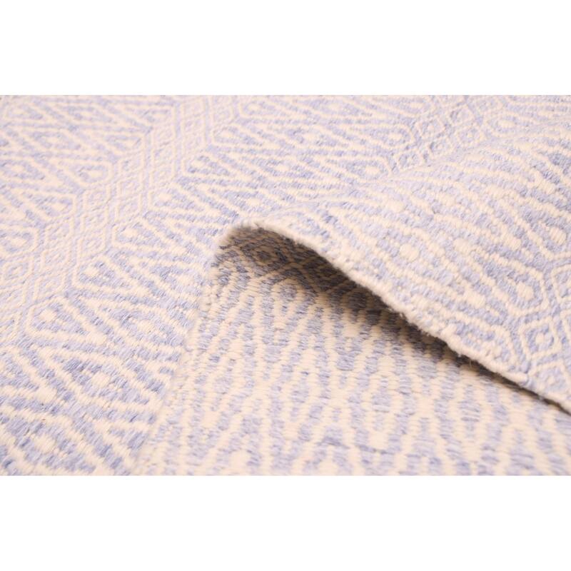 ECARPETGALLERY Flat-Weave Nevada Light Denim Blue Wool Kilim - 5'2 x 7'4
