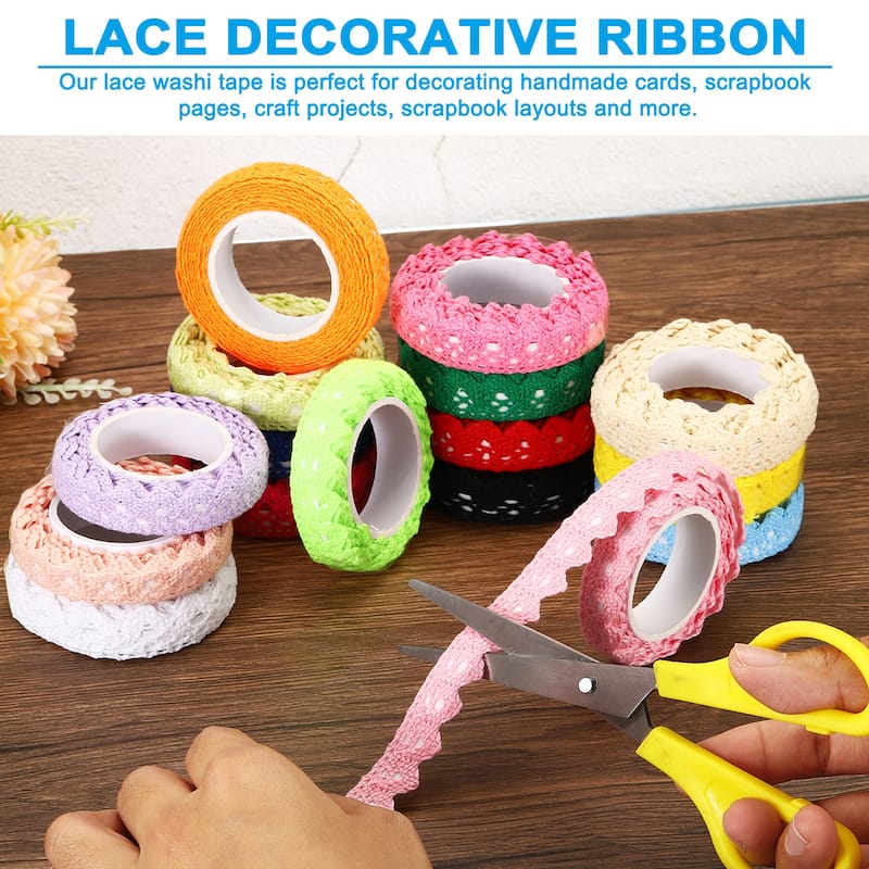 3pcs 0.6" Wide 2 Yard Self-Adhesive Lace Tape Lace Ribbon for Craft