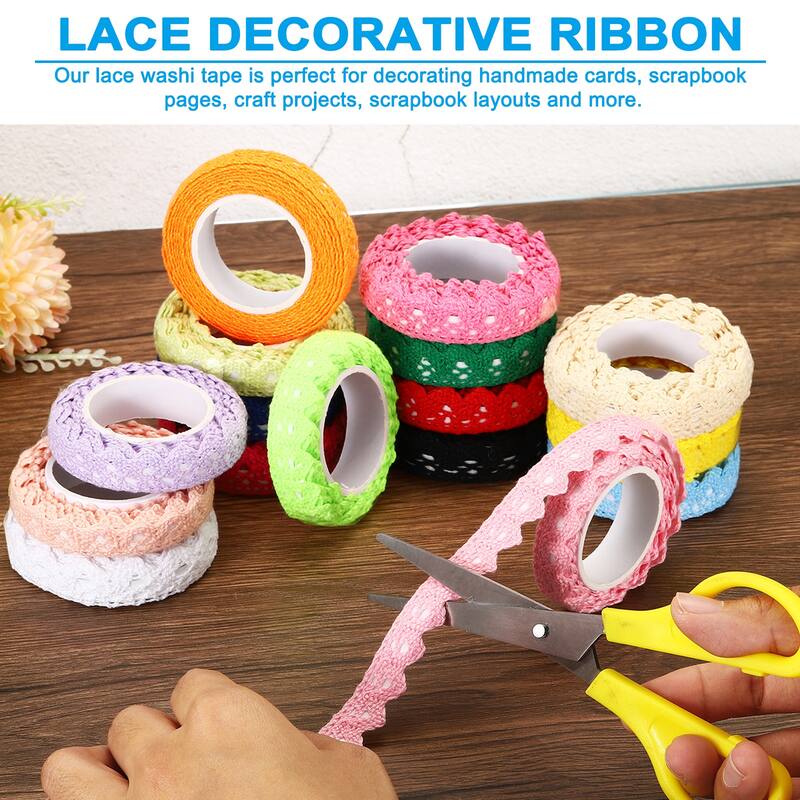 4pcs 0.7" Wide 2 Yards Self-Adhesive Lace Tape Ribbon for Craft