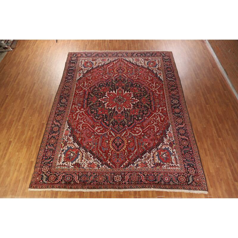 Hand Knotted Oriental 100% Wool Carpet Traditional Medallion Red Heriz (serapi) Area Rug - 15' 0'' X 11' 8''