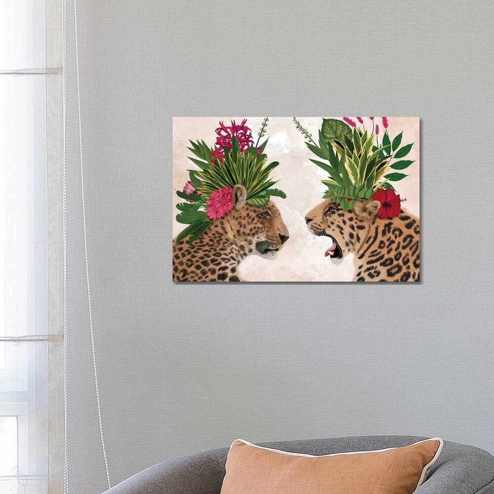 iCanvas "Hot House Leopards, Pair, Pink Green" by Fab Funky Canvas Print
