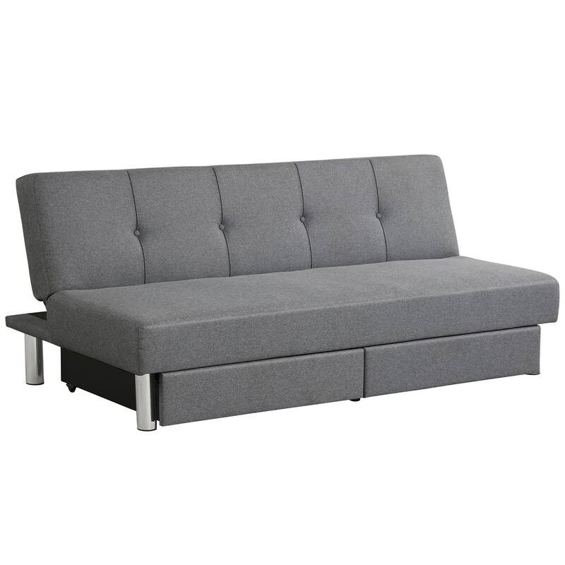 Costway Convertible Futon Sofa Bed Adjustable Couch Sleeper w/ Two - See Details - Grey