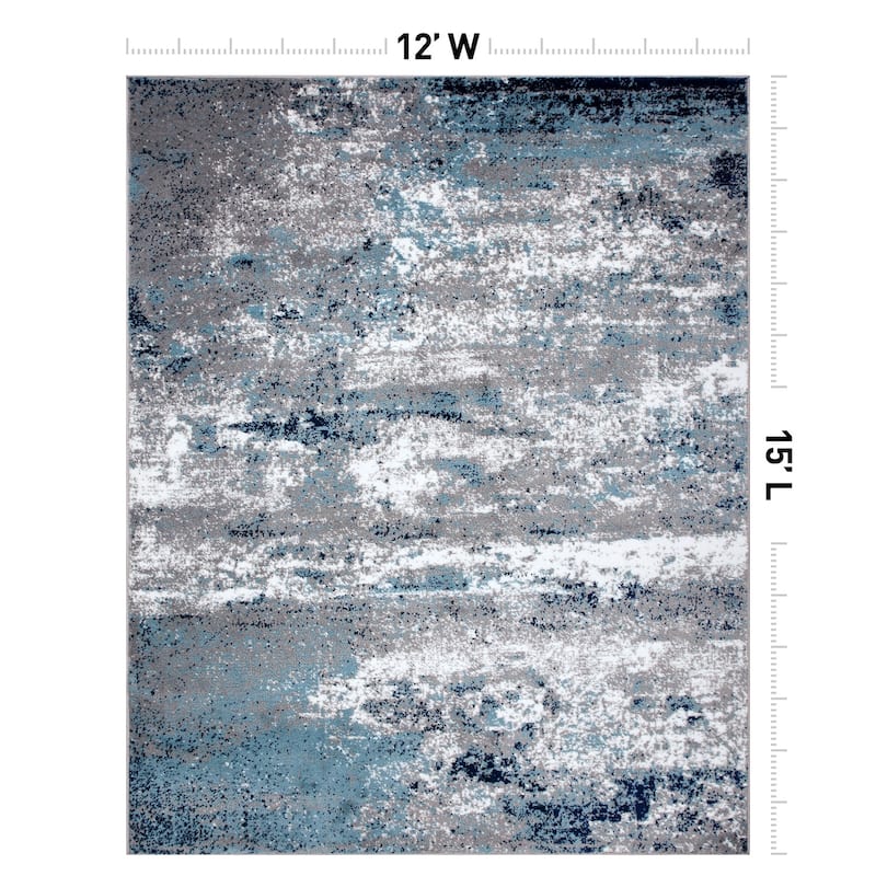 World Rug Gallery Distressed Abstract Watercolor Area Rug