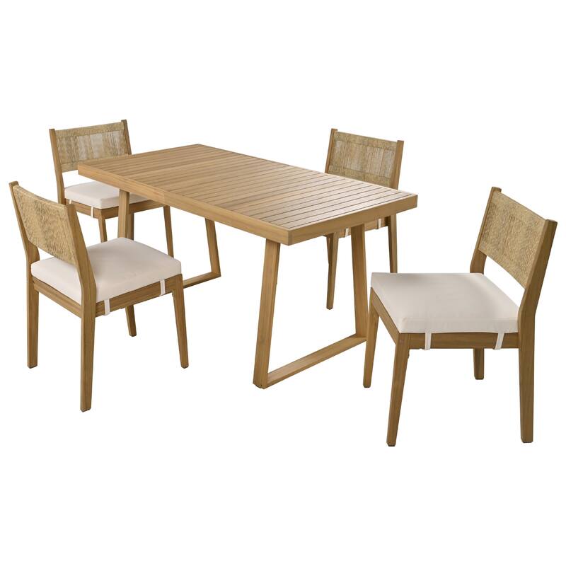 Multi-person Outdoor Acacia Wood Dining Table and Chair Set