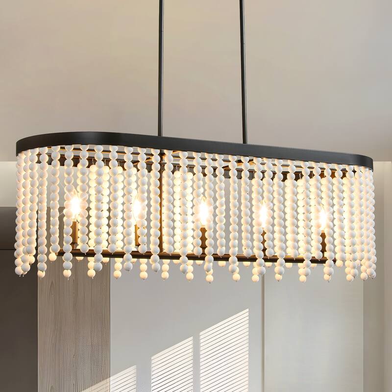 Modern Chandelier Dimmable Black and Gold Drum Chandeliers Light Fixture for Living Room Dining Room - 5-Light - Black