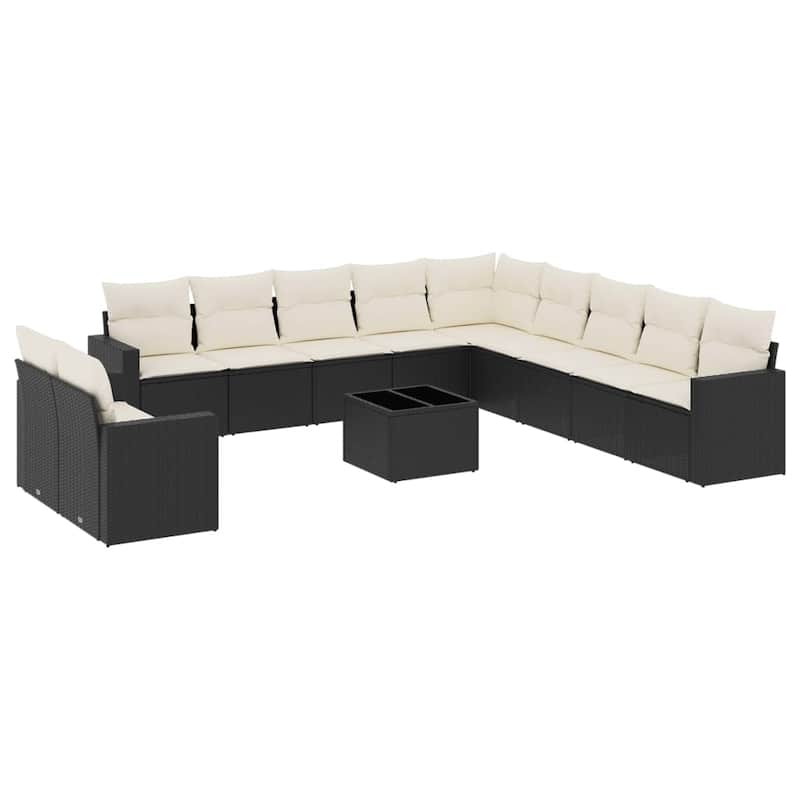 vidaXL Garden Sofa Set Black - 21.7 x 21.7 x 14.6