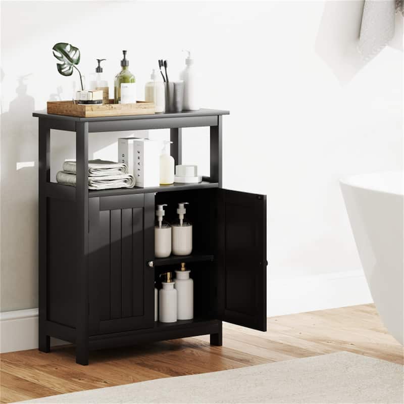 Modern Wooden Freestanding Floor Cabinet with Adjustable Storage Shelf for Bathroom or Living Room - 23.5" x 12" x 31.5"