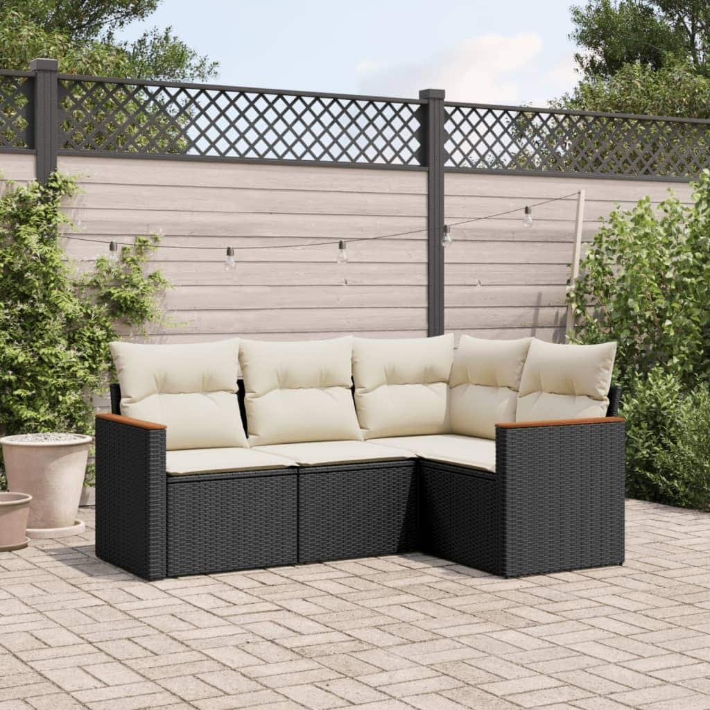 vidaXL Garden Sofa Set Black - 24.4 x 24.4 x 27.2