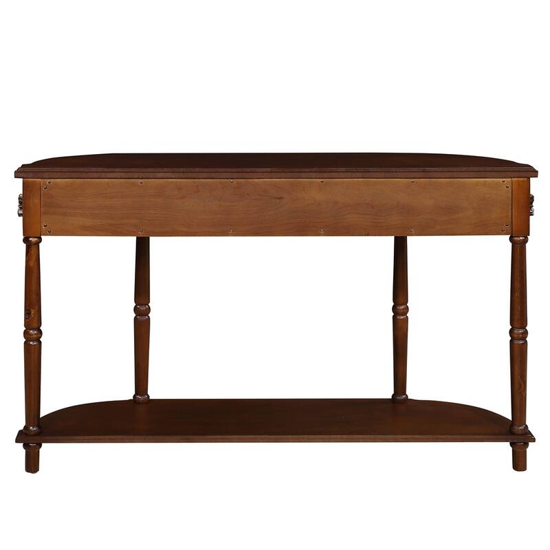 Living Room Hallway Retro Curved Wood Console Table Sofa Table with Shelf and 2 Drawers