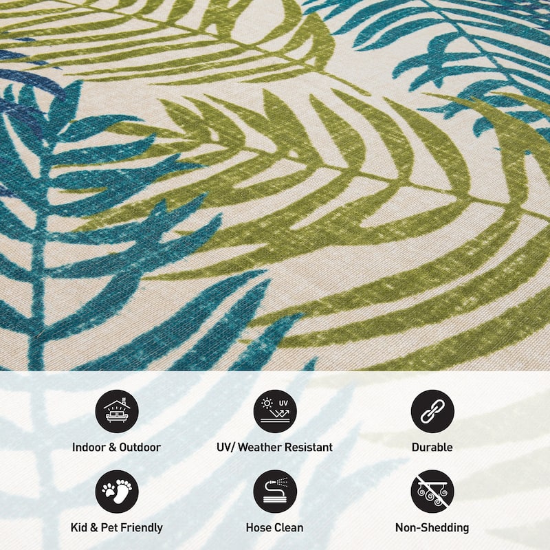 Floral Leaves Flatweave Indoor/Outdoor Area Rug