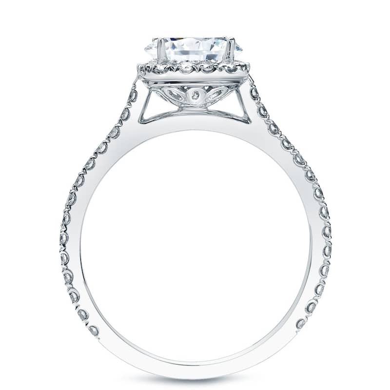 Auriya 14k Gold 1 1/2ctw Cushion-cut Halo Diamond Engagement Ring Certified (H-I, SI1-SI2)