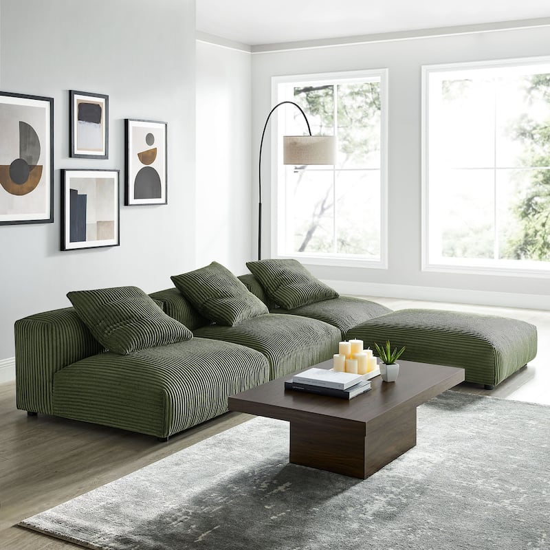 Solace 4-Piece Modular Corduroy Upholstered Sectional Sofa