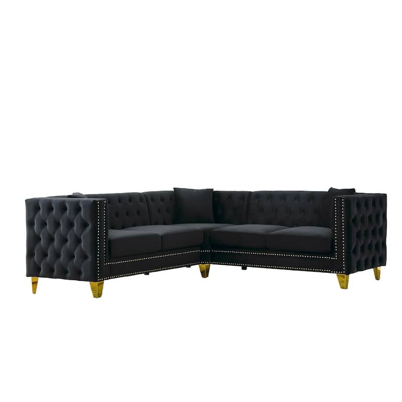 L-Shaped Sectional Couch, 5-Seater Corner Sofas with 3 Cushions