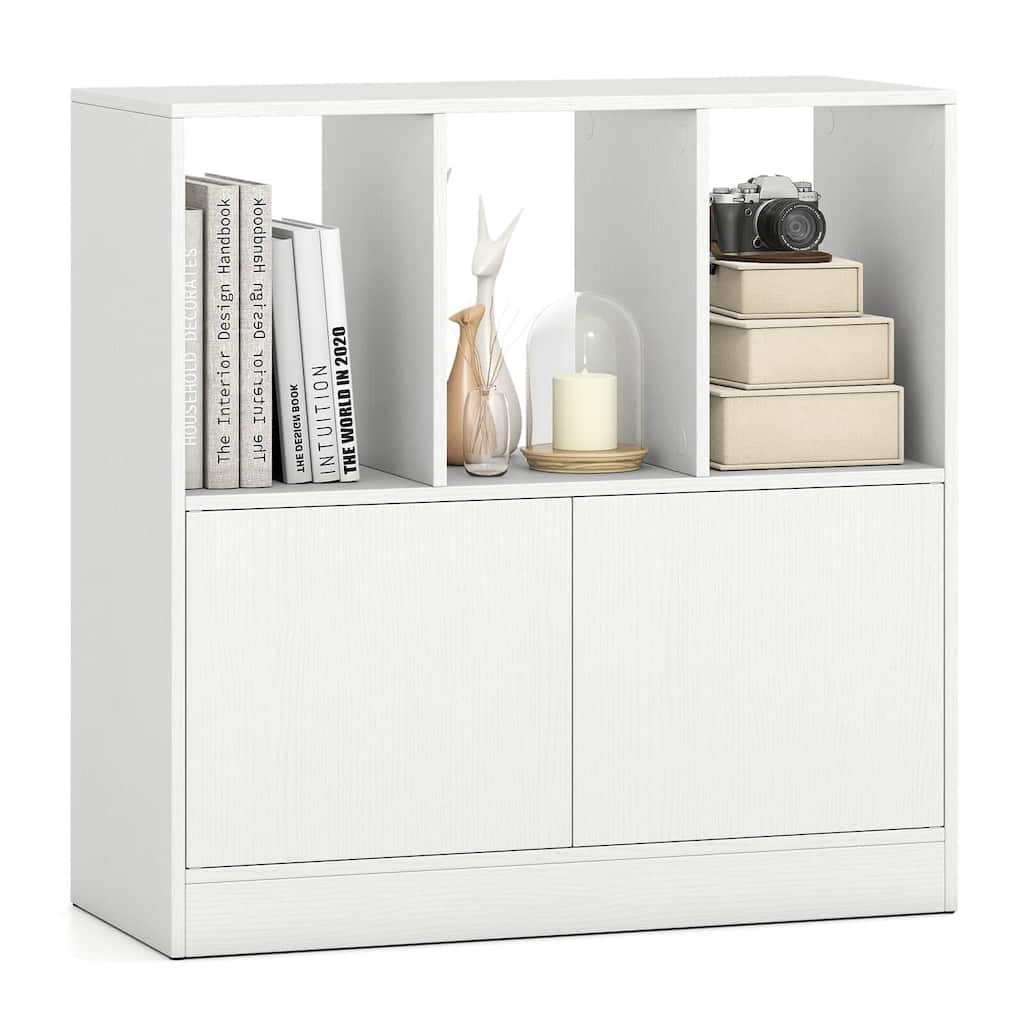 Costway 1/2 PCS Cube Bookcase with Doors, Open Compartments & Cabinet, - See Details