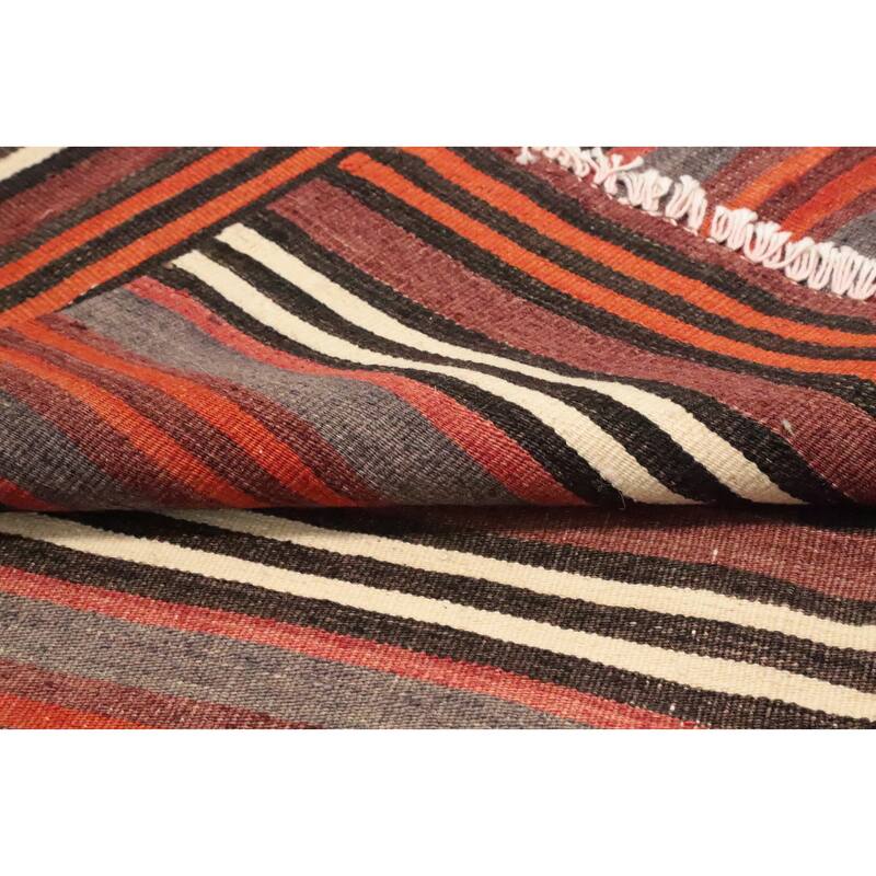 Hand Woven Oriental 100% Wool Carpet Southwestern Geometric Multi-Colored Kilim Area Rug - 9' 9'' X 5' 4''