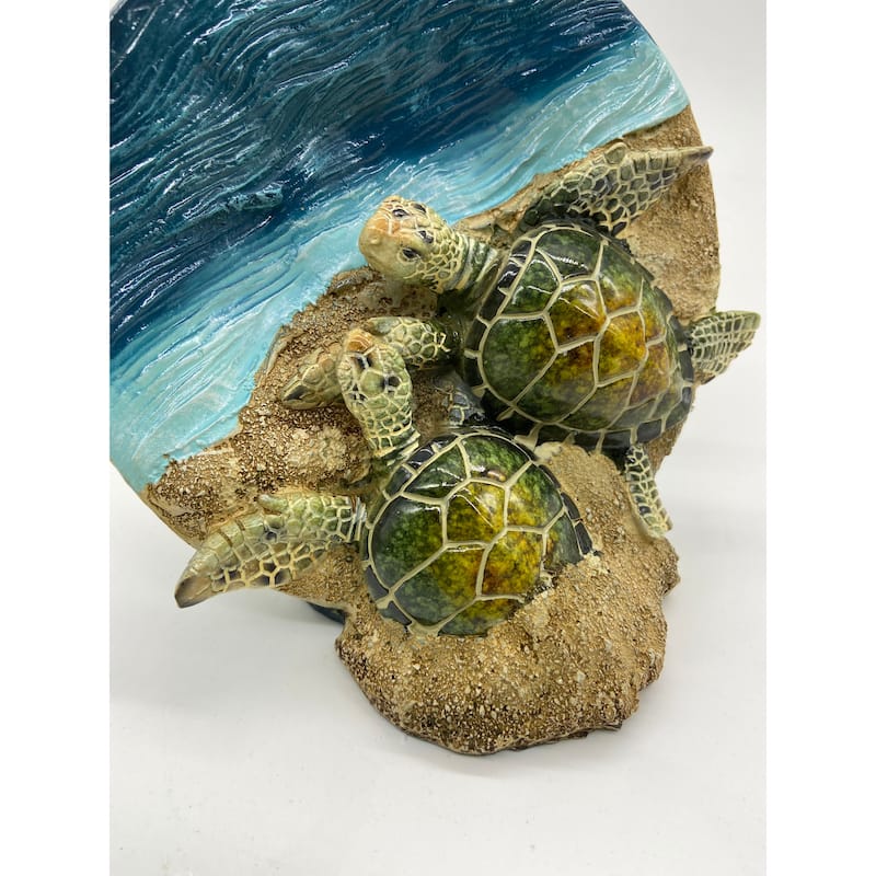 Two Green Turtles on the Beach by Ocean