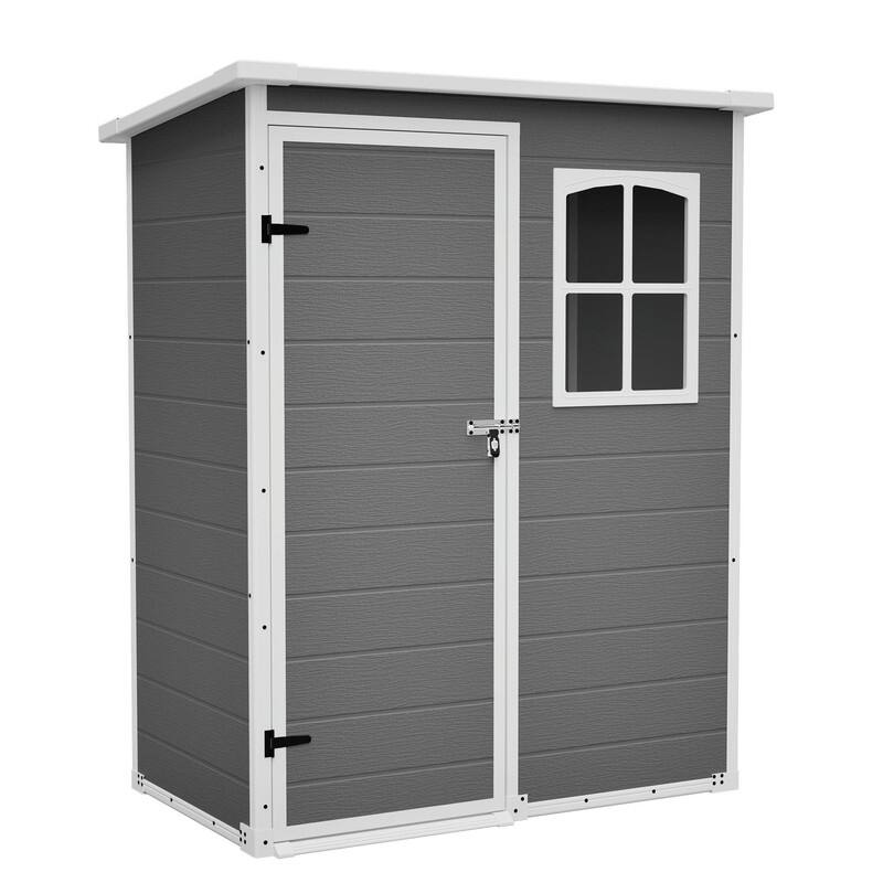 5' x 3' Resin Outdoor Storage Shed with Floor, Waterproof Lockable Tool Shed with Window for Backyard, Patio or Garden