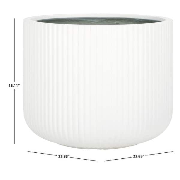 dimension image slide 1 of 4, SAFAVIEH Outdoor Lucca Cement Ficonstone Planter Pot - 23"W x 23"D x 18"H