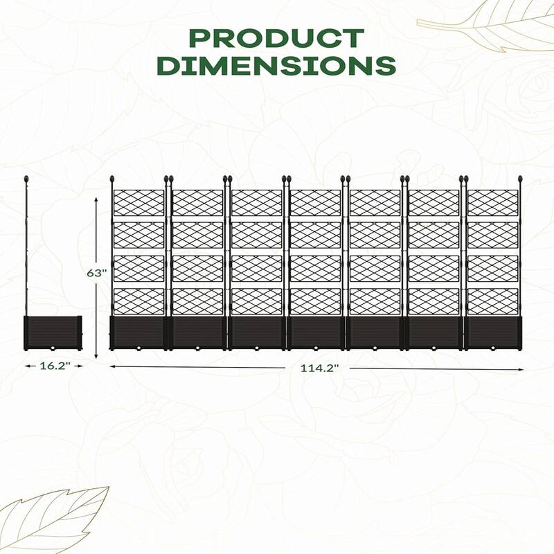 48 x16 x 63 in Modular Vertical Garden Kit 3-Pack Raised Planter Boxes with Trellis Panels